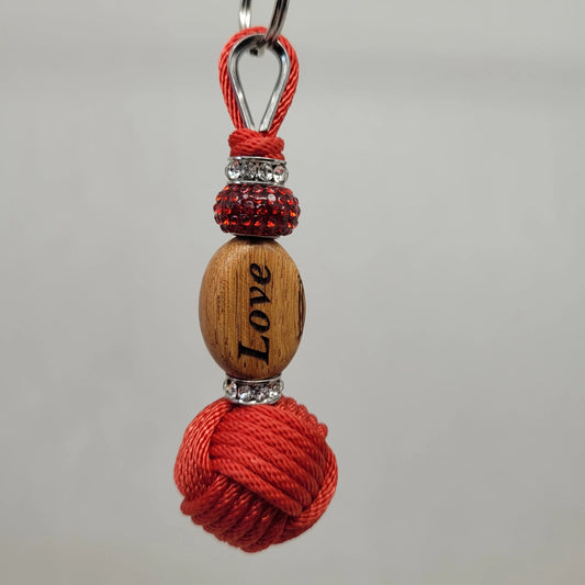 Porte-Clés Bijoux Pomme de Touline | Tresse Hélicoïdale | Saint Valentin | Cœur & Strass Aux fils des Noeuds