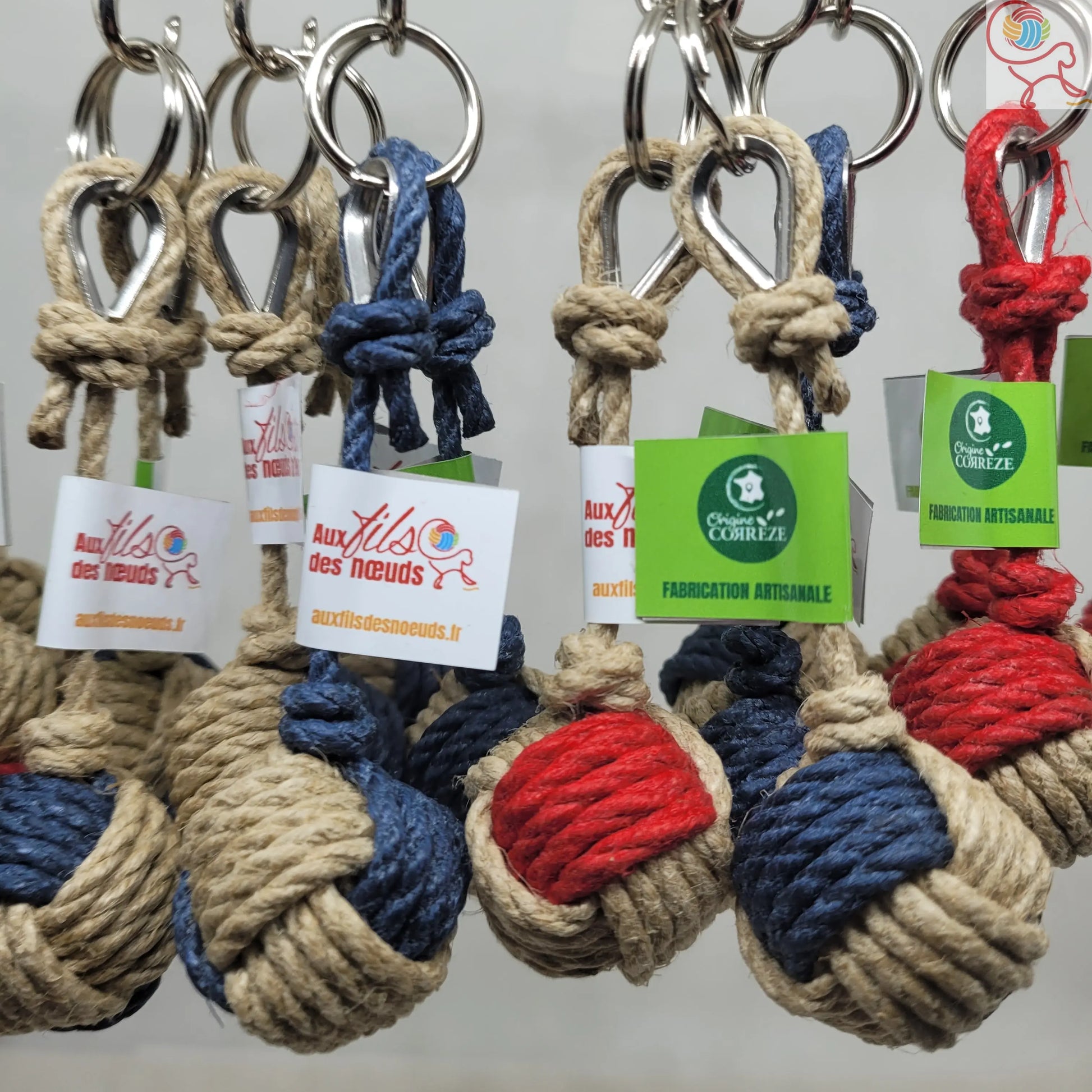 Porte-Clés Pomme de Touline Chanvre La Bicolore 3 mm Aux fils des Noeuds