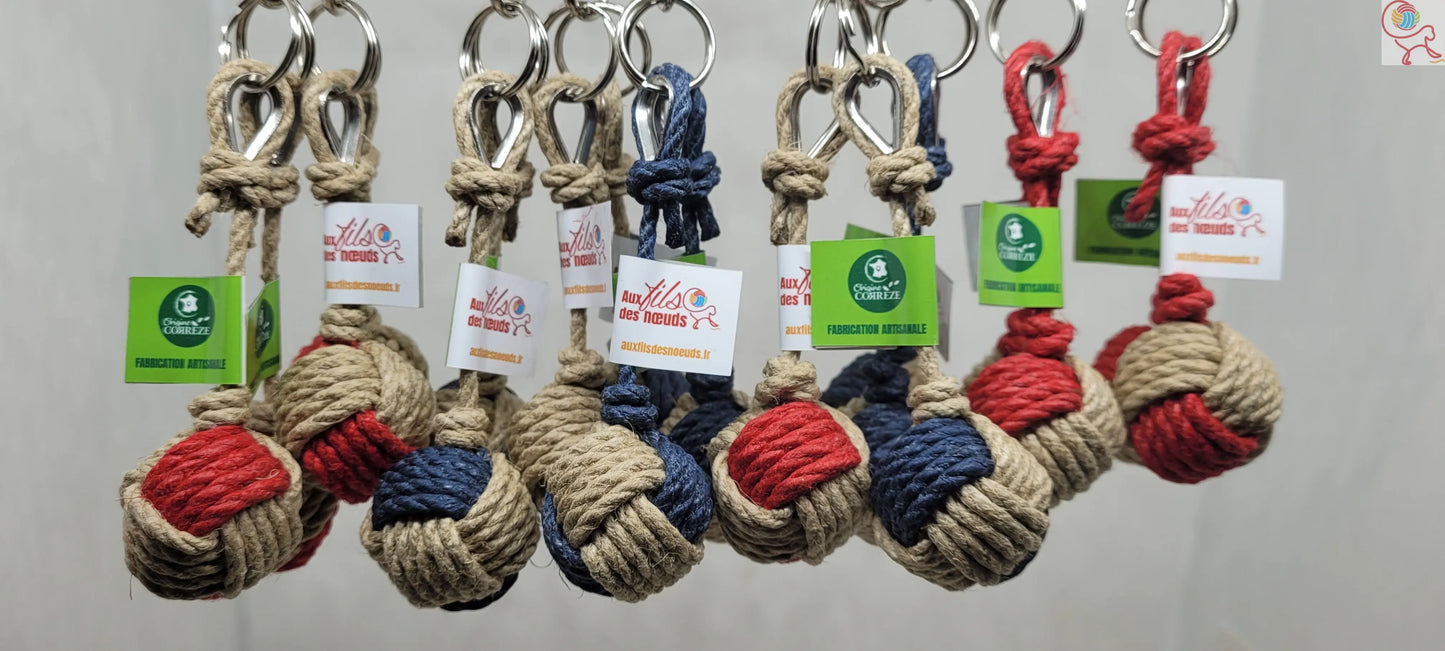 Porte-Clés Pomme de Touline Chanvre La Bicolore 3 mm Aux fils des Noeuds