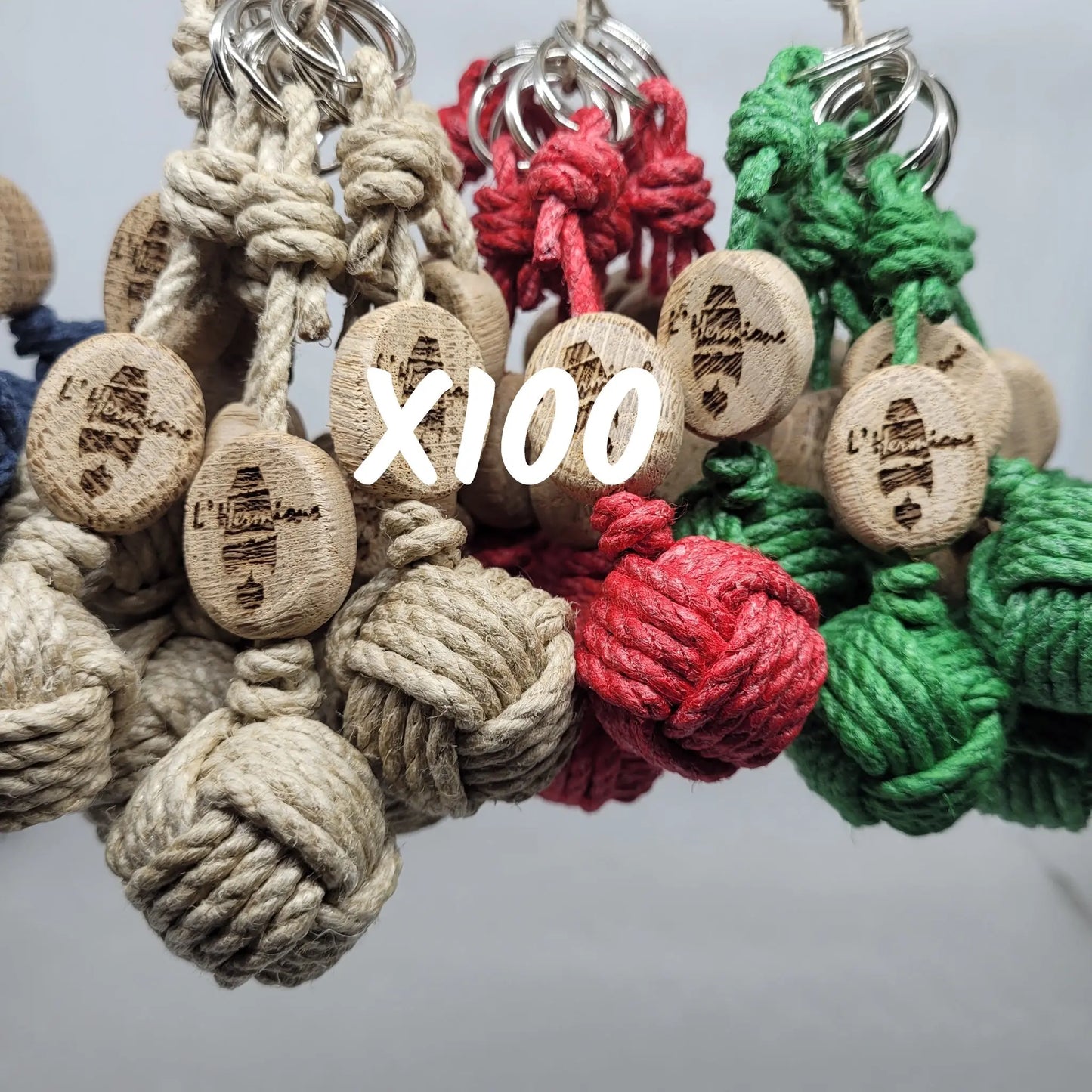 Porte-Clés Pomme de Touline │ Pack X100 Chanvre – Cadeaux Authentiques Aux fils des Noeuds