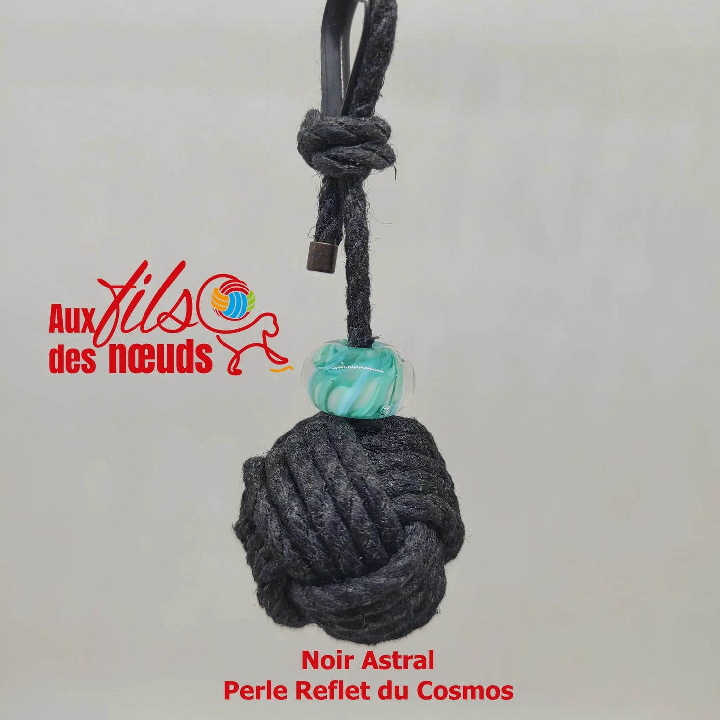 Porte-clés Pomme de Touline │ Chanvre Verre Céleste Aux fils des noeuds