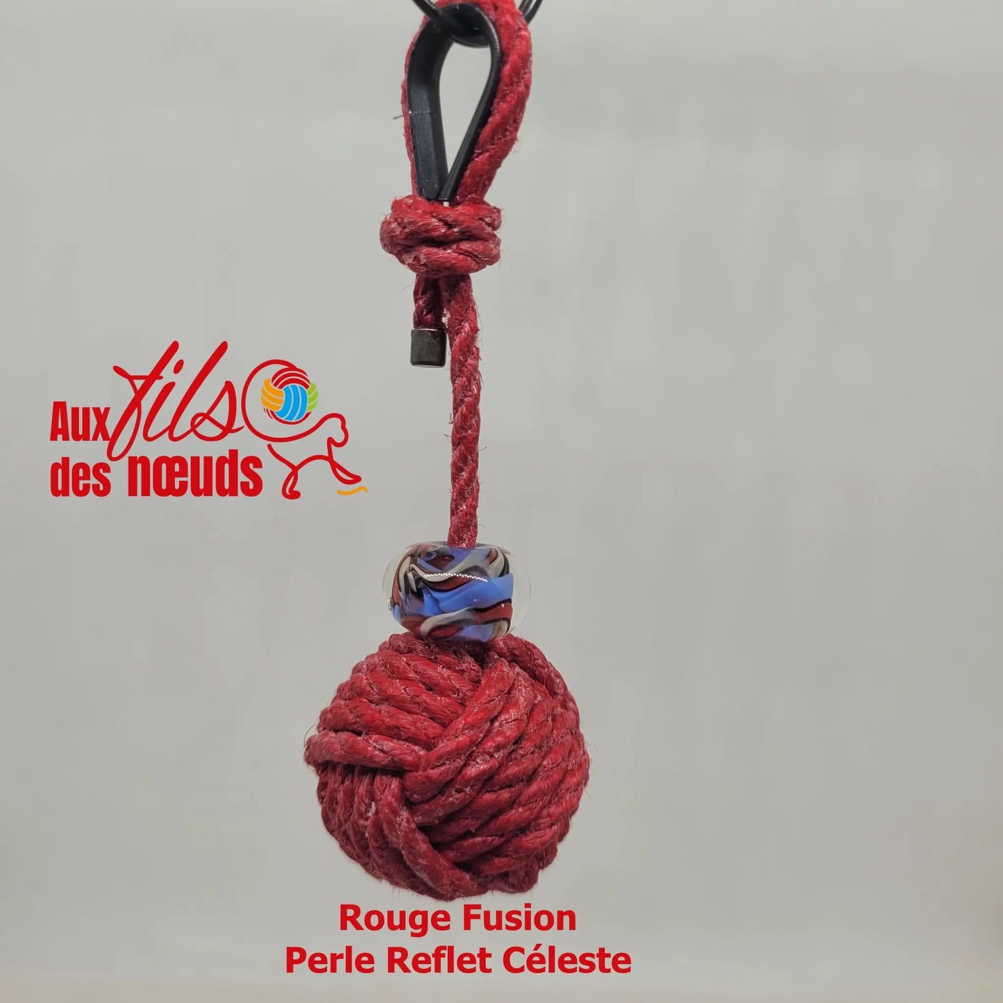 Porte-clés Pomme de Touline │ Chanvre Verre Céleste Aux fils des noeuds