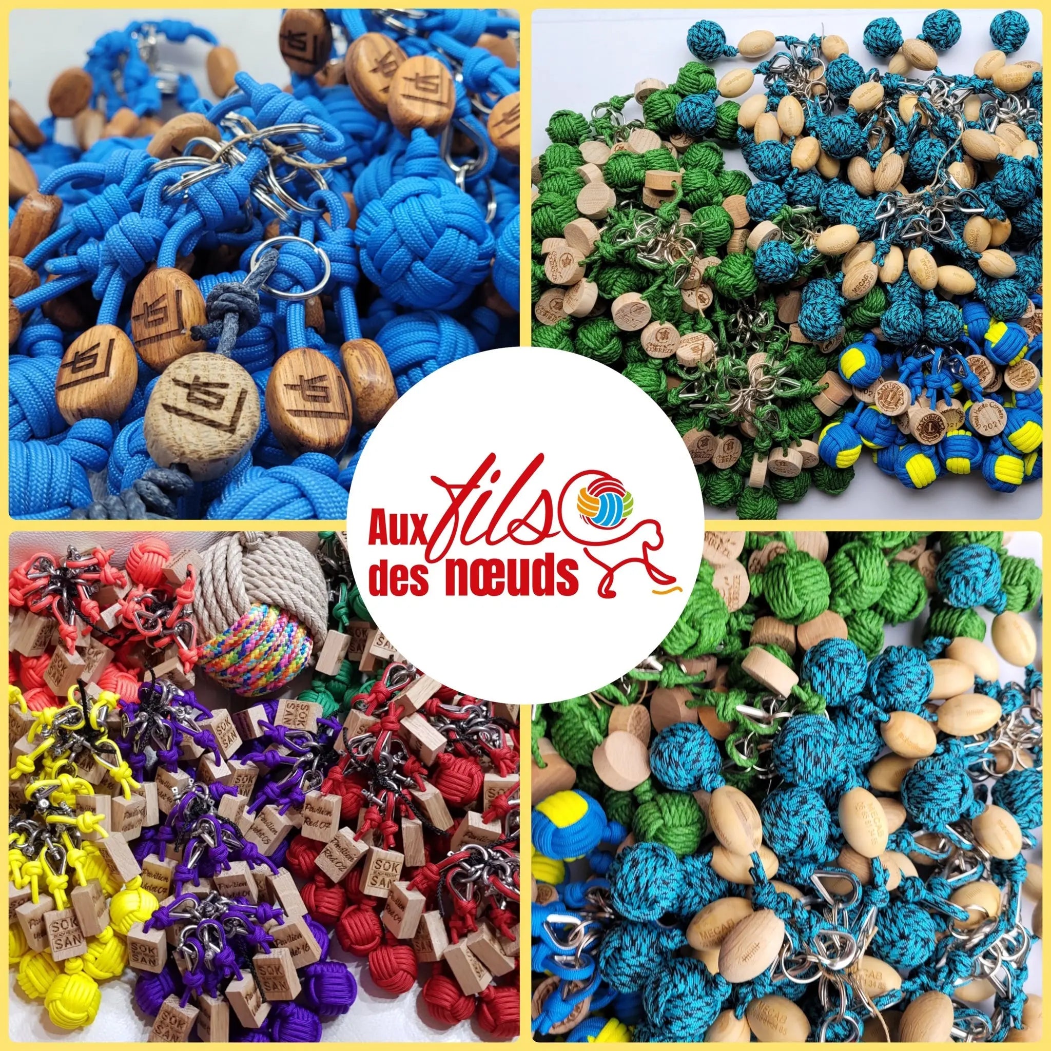 Porte-Clés Pomme de Touline personnalisé noeuds marins garvure laser et doming