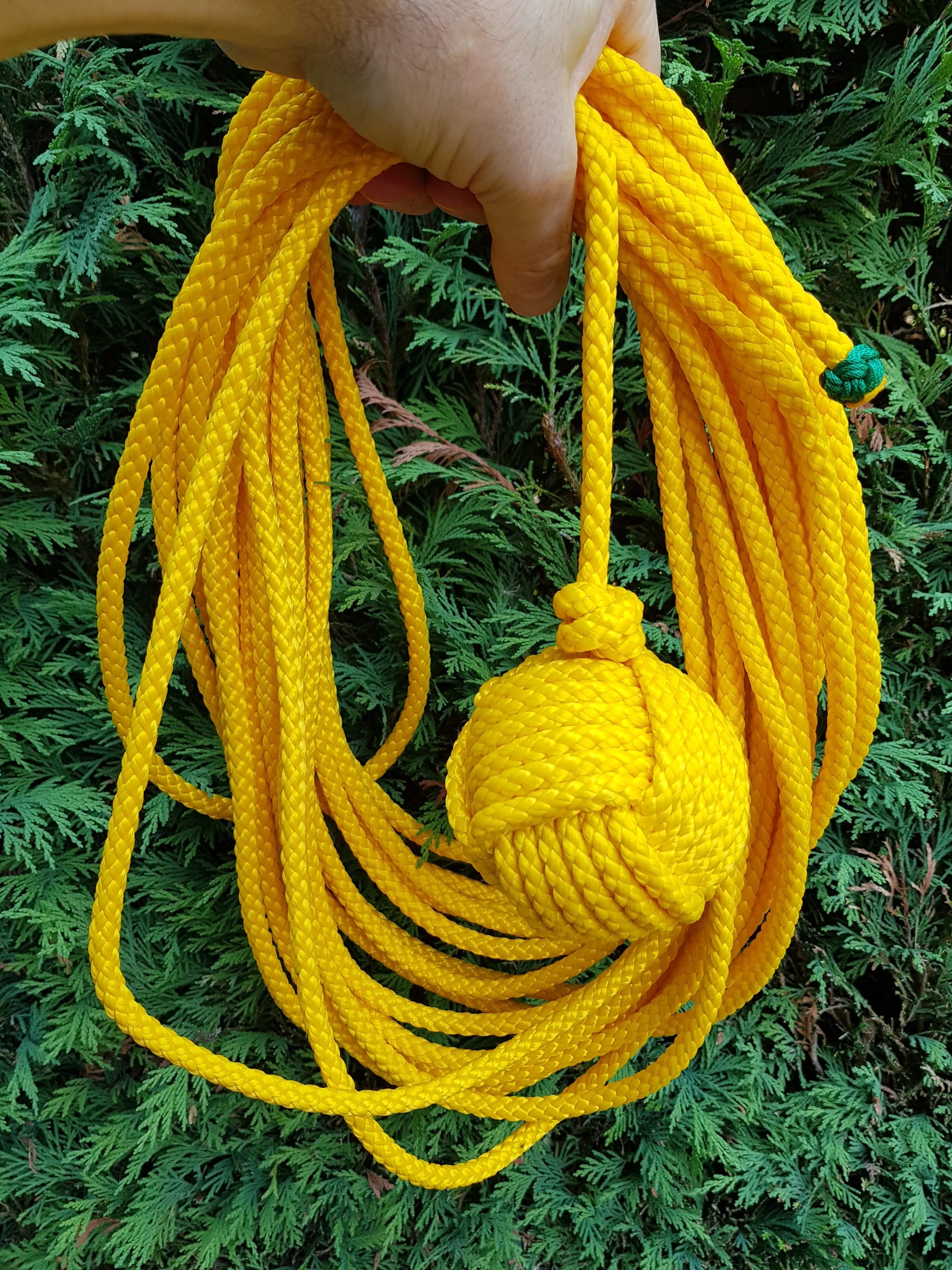 Lance amarre pomme de touline  imitation chanvre fabrication artisanale Origine Corrèze gravure laser doming aux fils des nœuds made in France