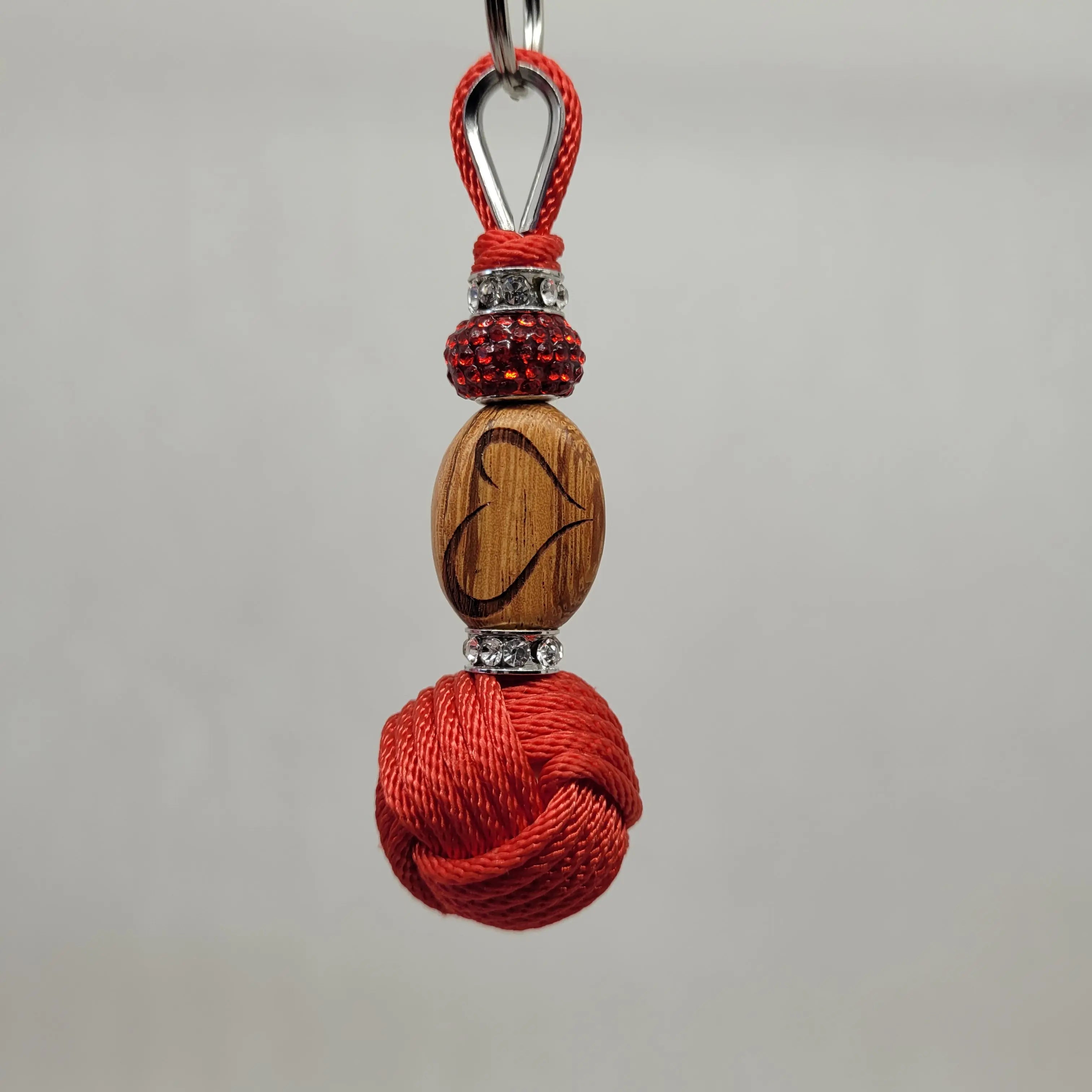 Porte-Clés Bijoux Pomme de Touline | Tresse Hélicoïdale | Saint Valentin | Cœur & Strass Aux fils des Noeuds