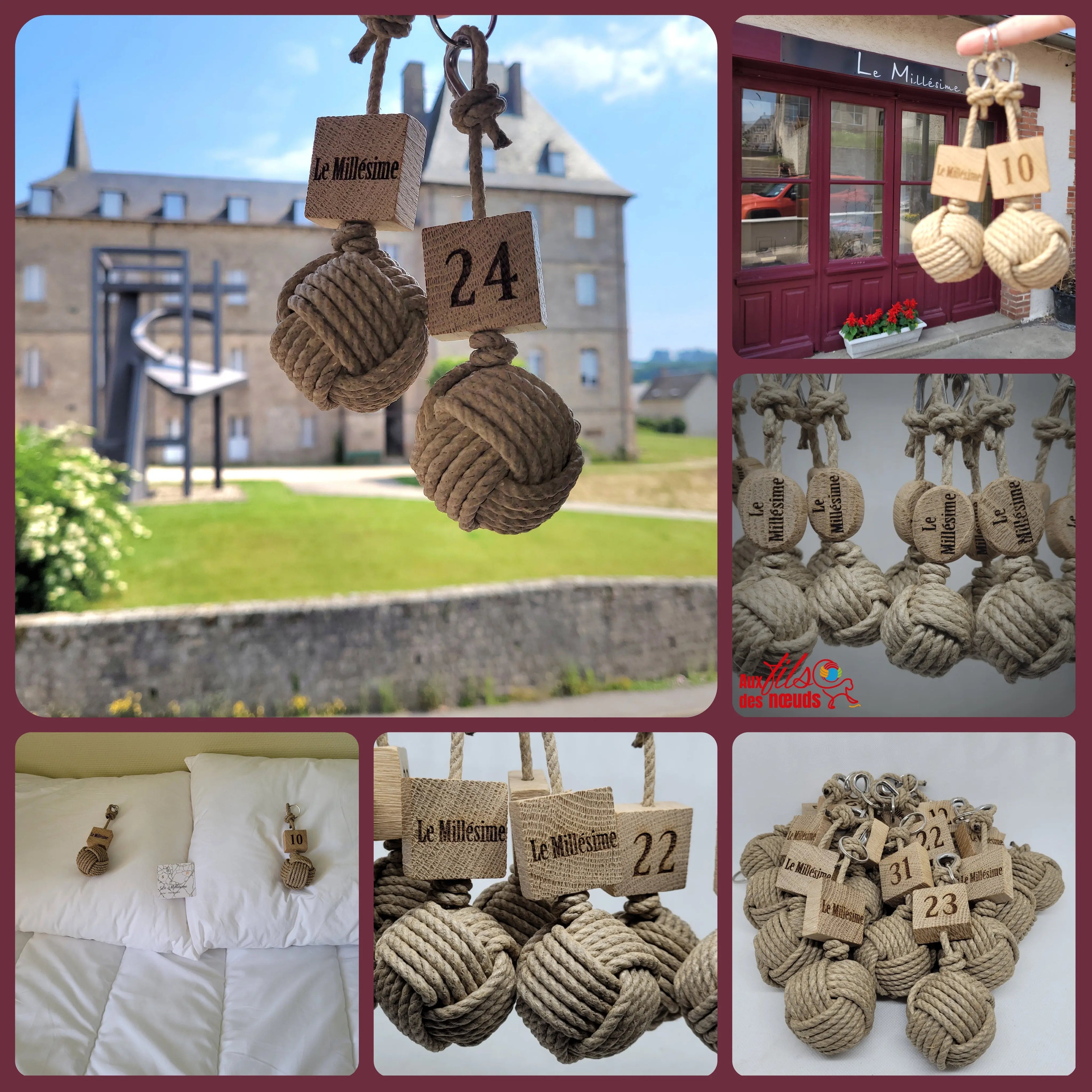 Porte-Clés Pomme de Touline | Chanvre 4 mm Les Hôtels Aux fils des Noeuds