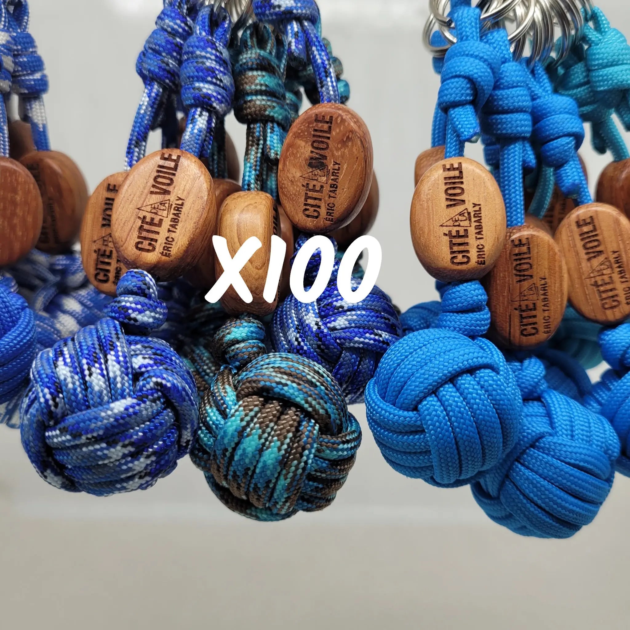 Porte-Clés Pomme de Touline │ Pack X100 Paracord 550  Résistance et Colorés Aux fils des noeuds