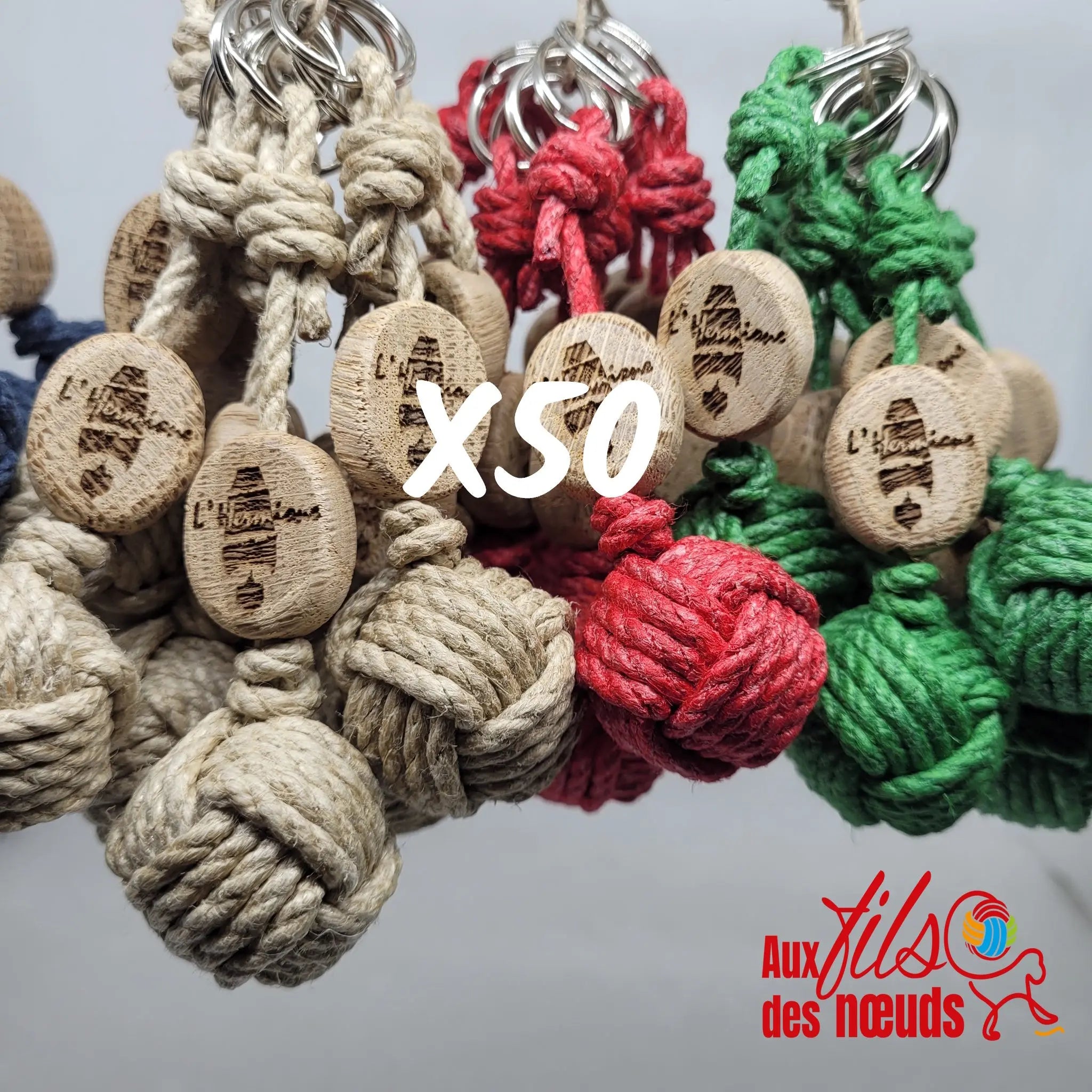 Porte-Clés Pomme de Touline │ Pack X50 Chanvre  – Cadeaux Authentiques Aux fils des Noeuds