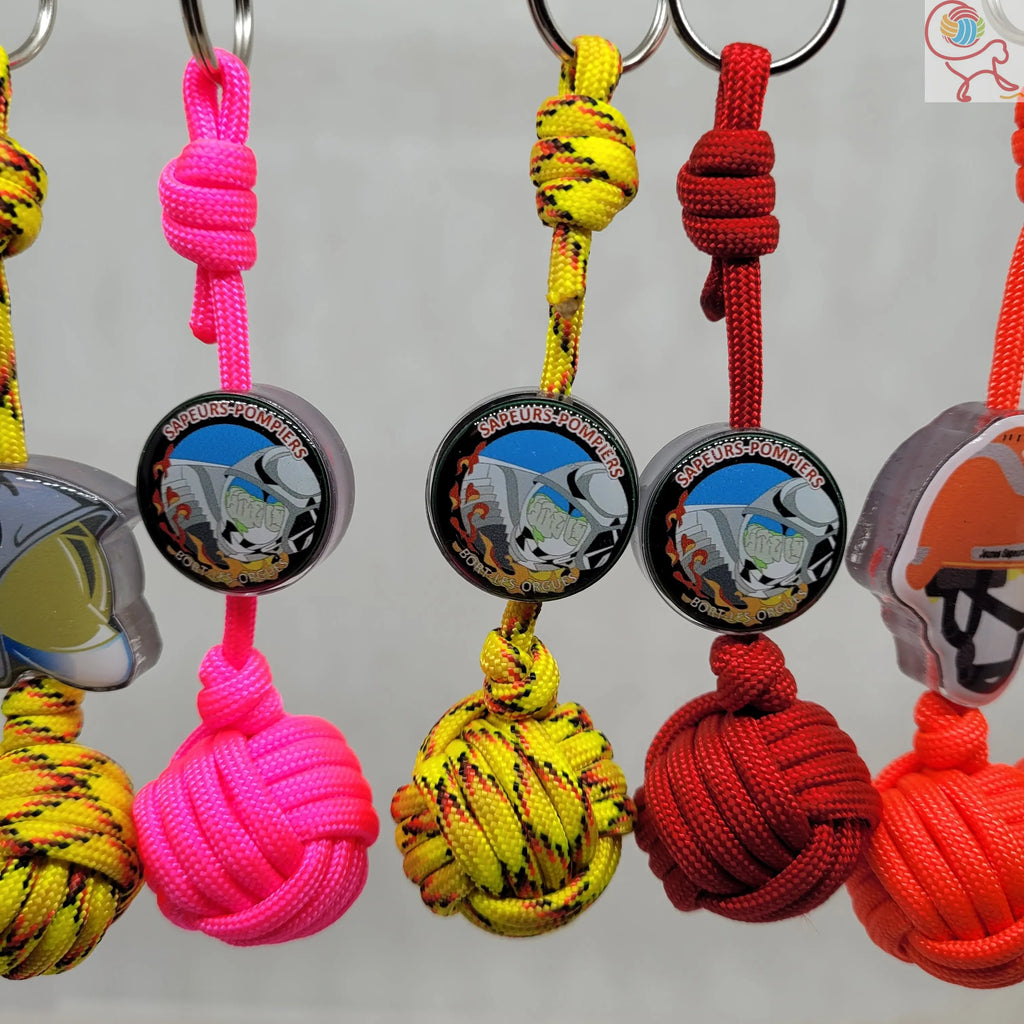 Porte-clés pomme de touline sapeur pompier personnalisé