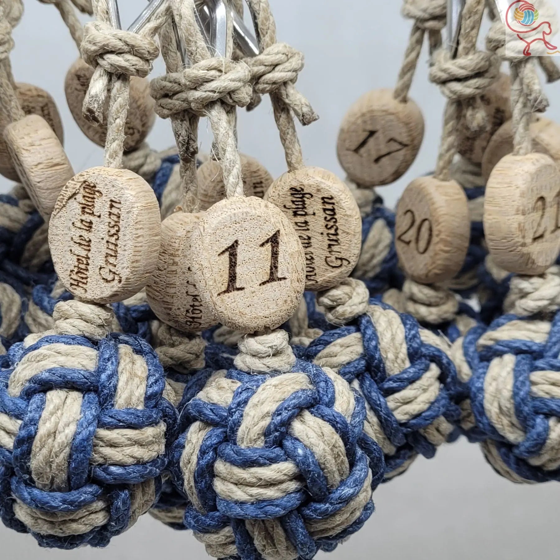 Porte-Clés Pomme de Touline Chanvre La Bicolore 18 Faces Aux fils des Noeuds