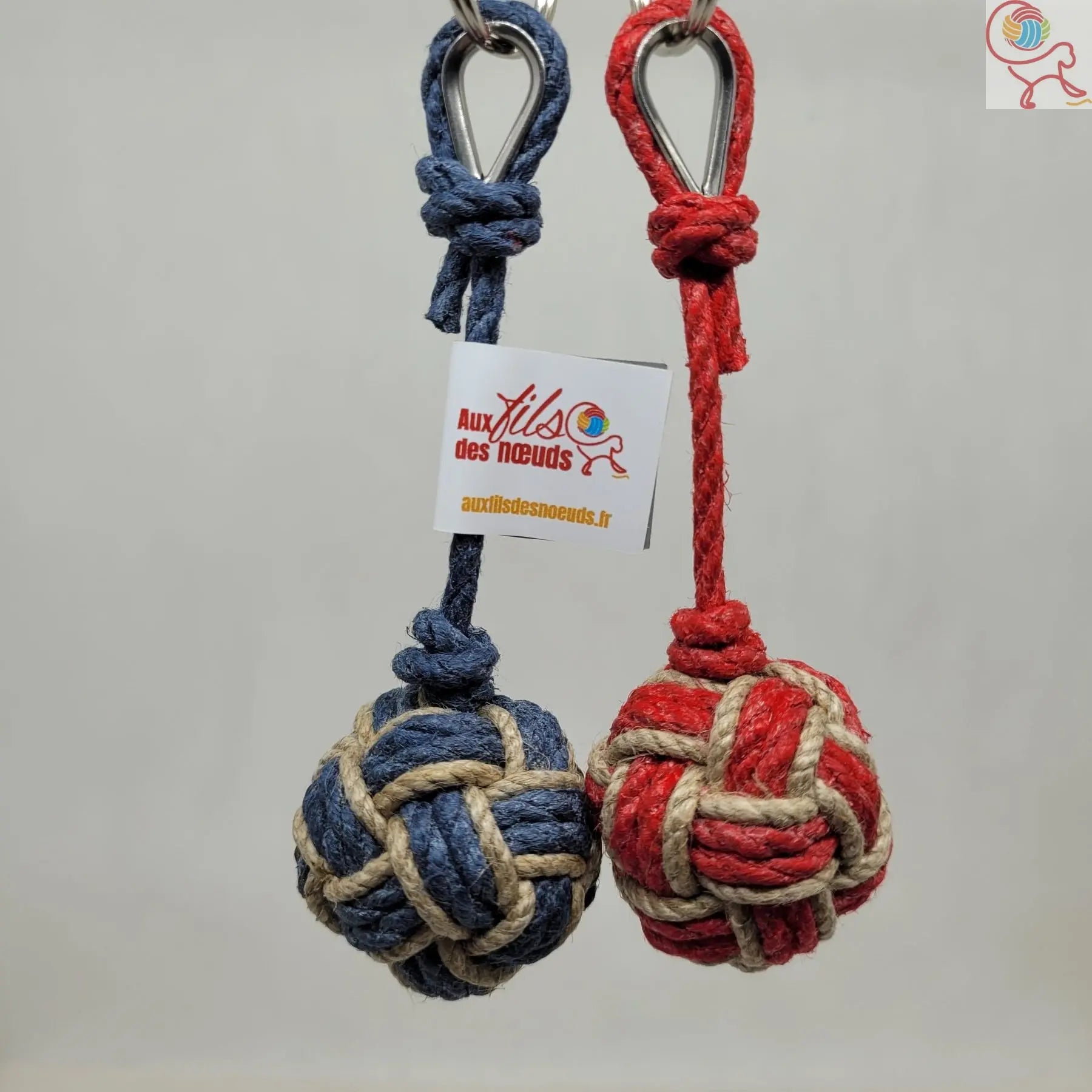 Porte-Clés Pomme de Touline Chanvre La Bicolore 18 Faces Aux fils des Noeuds