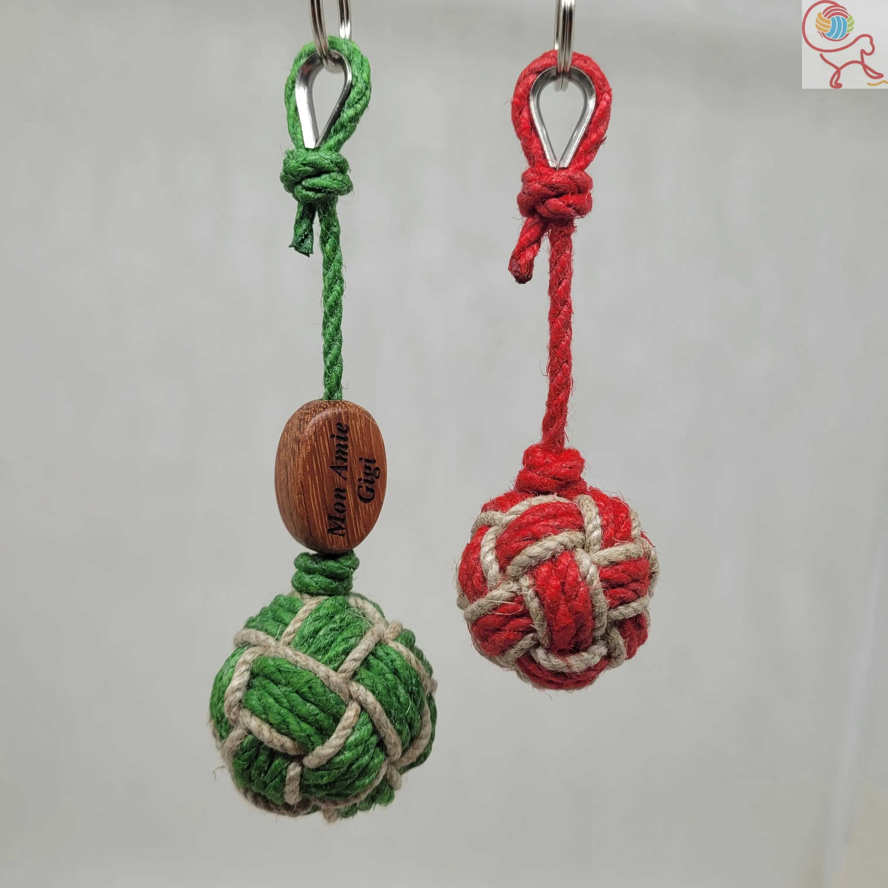 Porte-Clés Pomme de Touline Chanvre La Bicolore 18 Faces Aux fils des Noeuds