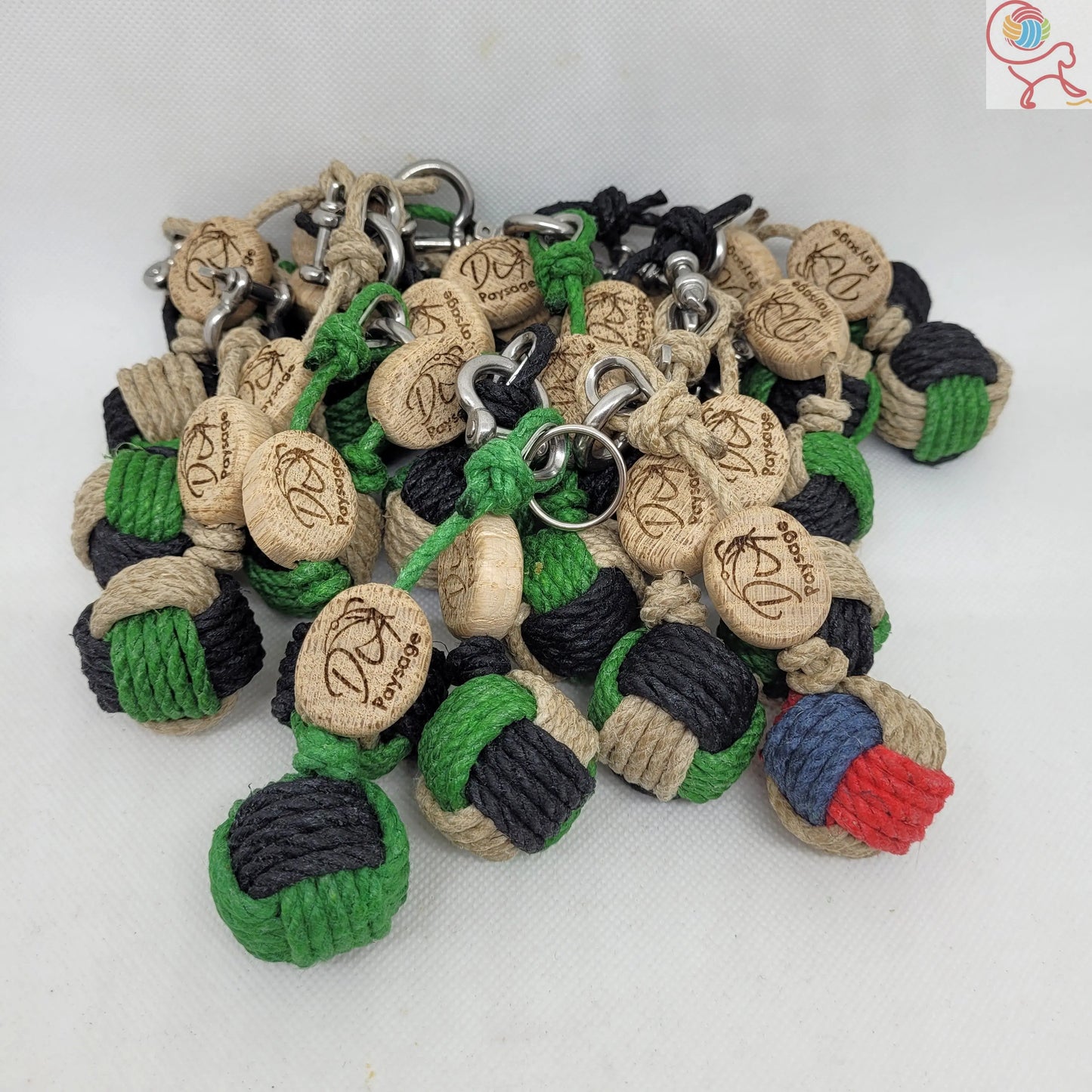 Porte-Clés Pomme de Touline Chanvre La Tricolore 3 mm Aux fils des Noeuds