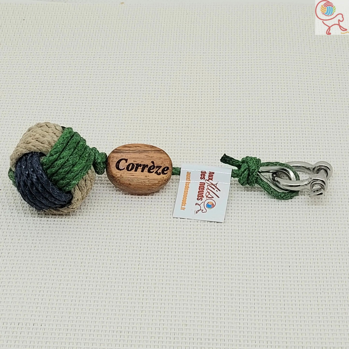 Porte-cls pomme de touline personnalisables tricolore Aux fils des noeuds