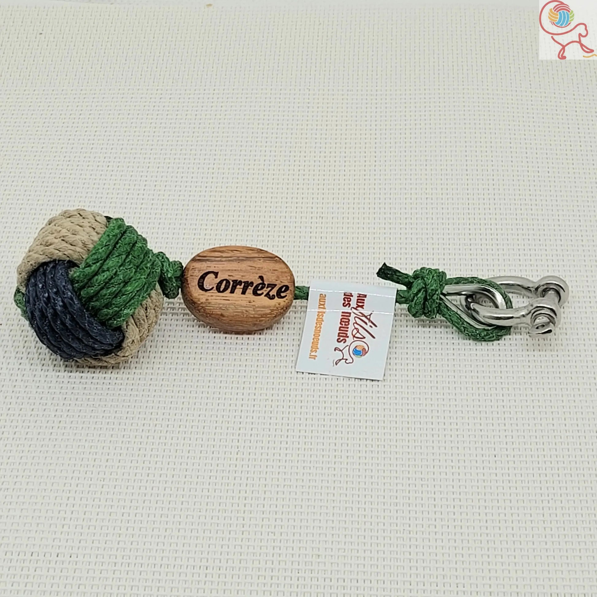 Porte-cls pomme de touline personnalisables tricolore Aux fils des noeuds