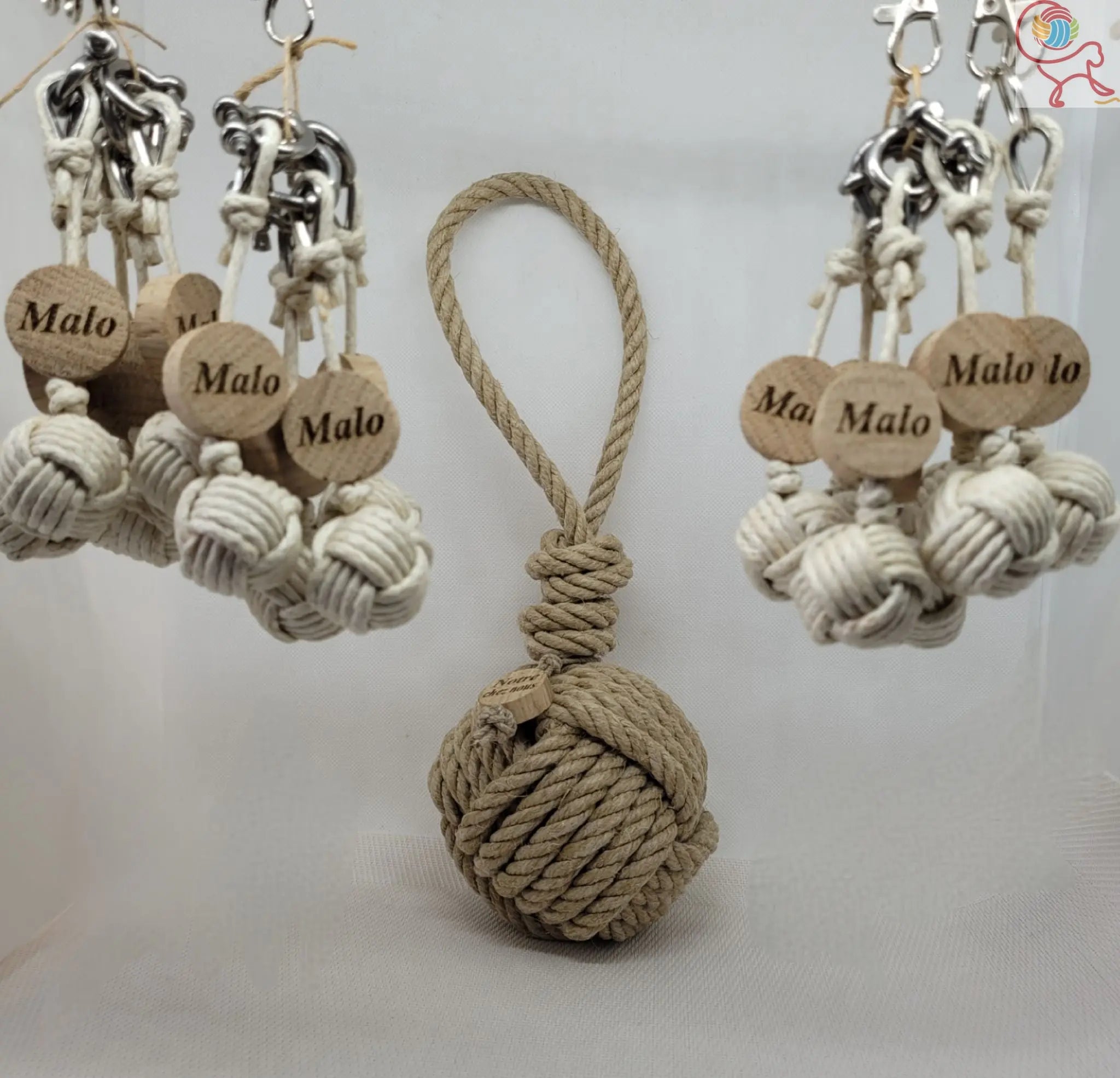 Porte-Clés Pomme de Touline Lin La Classique Aux fils des Noeuds