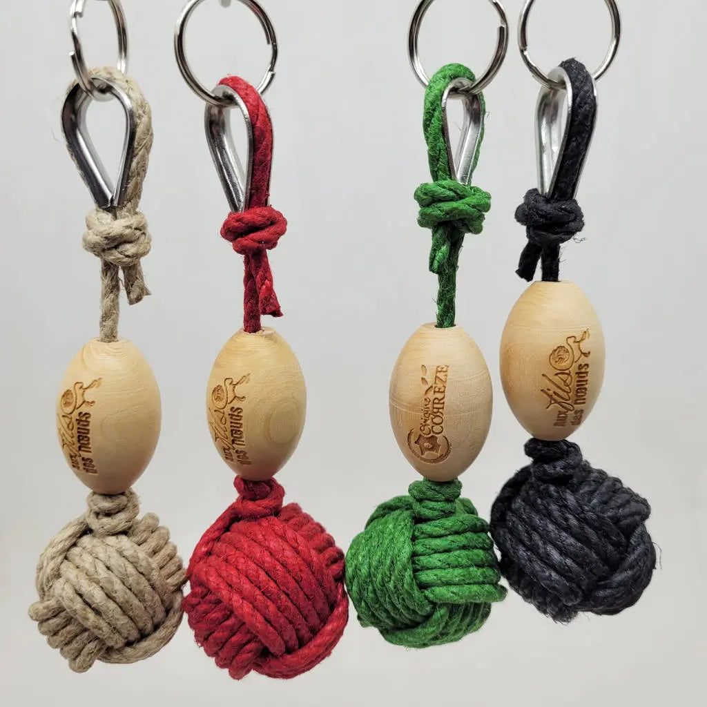 Porte-clés Pomme de Touline │ Chanvre Rugby Origine Corrèze Aux fils des noeuds