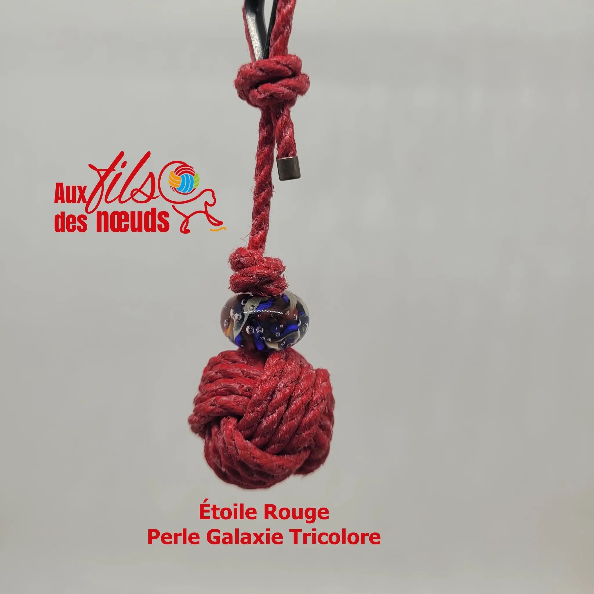 Porte-clés Pomme de Touline │ Chanvre Verre Céleste Aux fils des noeuds