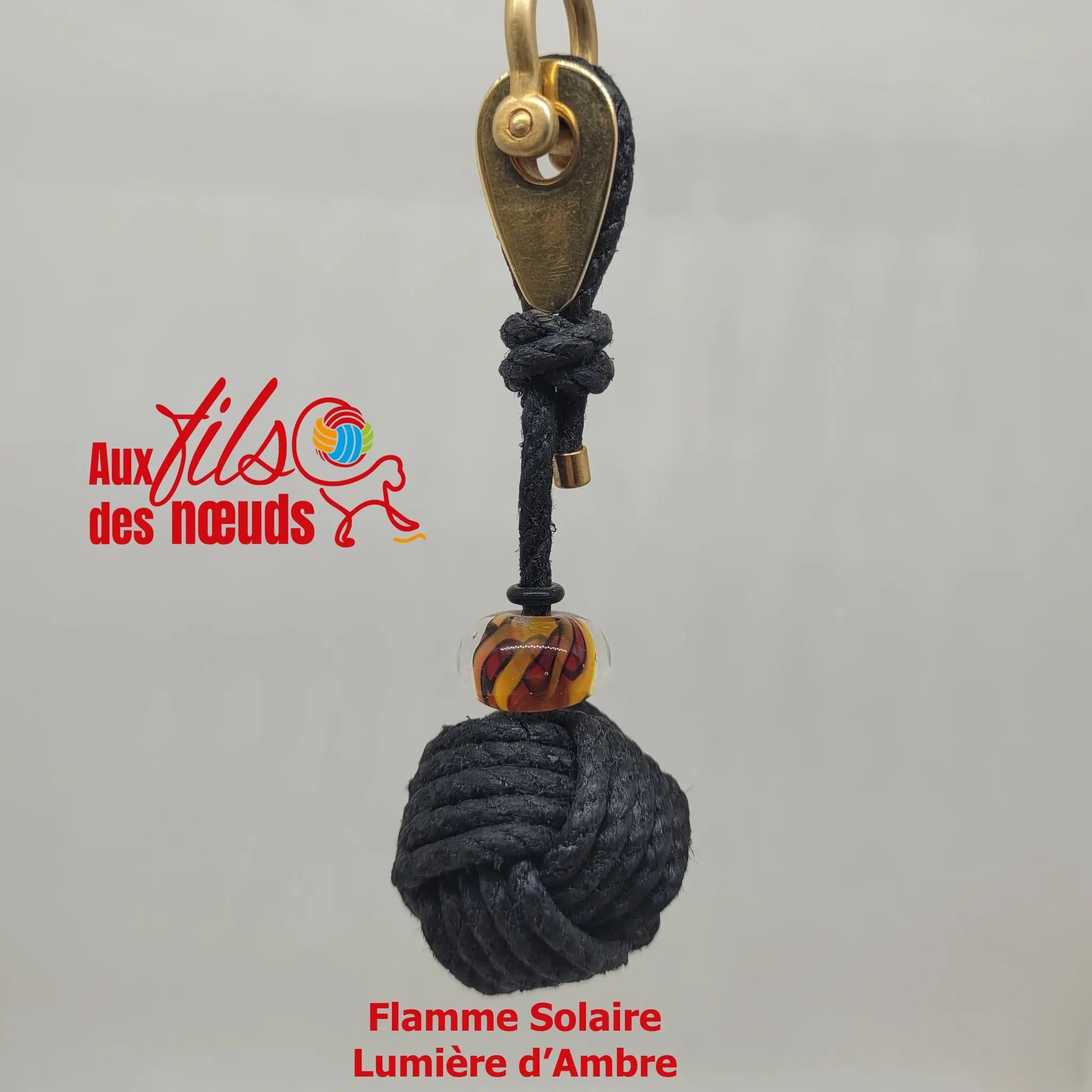 Porte-clés Pomme de Touline │ Chanvre Verre Céleste Aux fils des noeuds