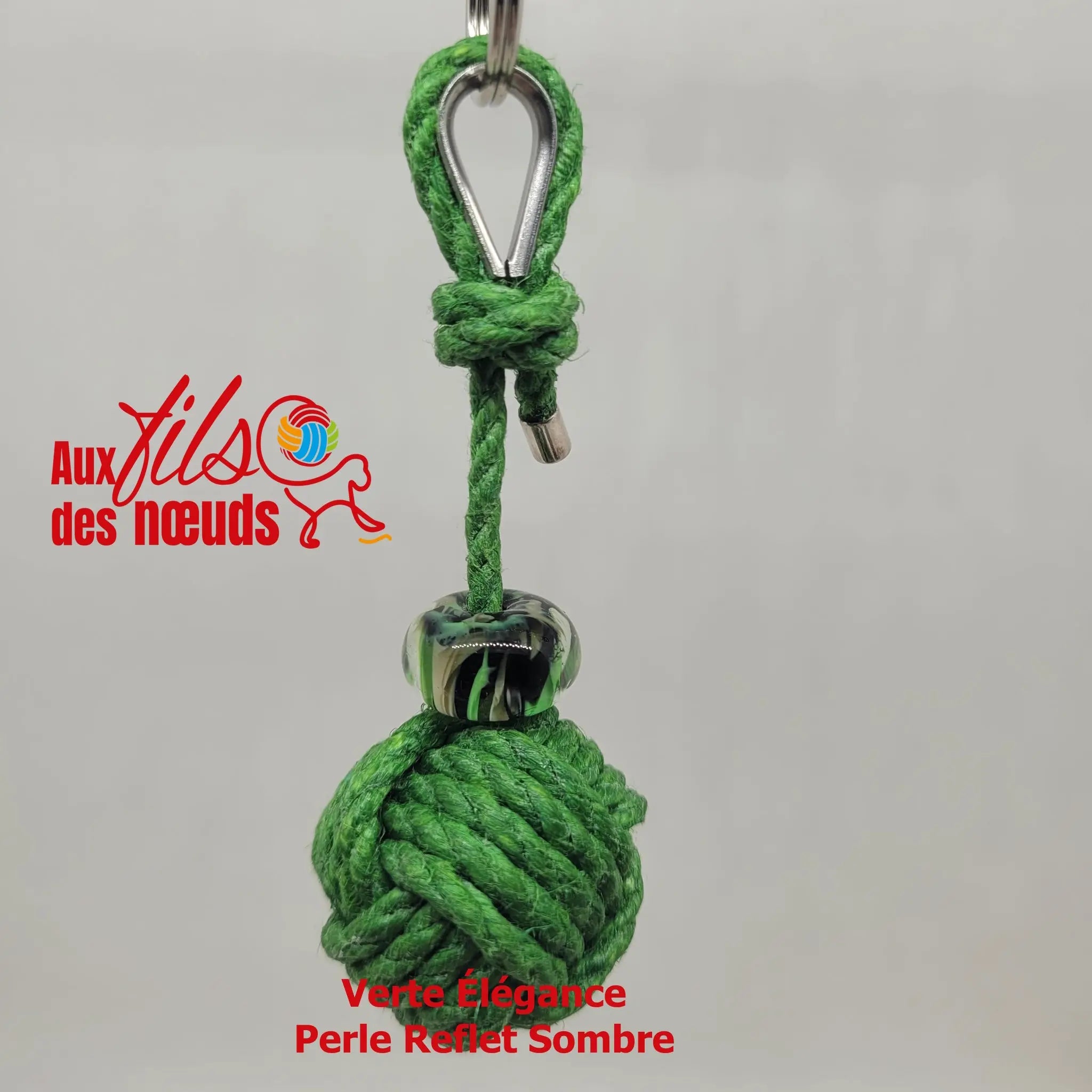 Porte-clés Pomme de Touline │ Chanvre Verre Céleste Aux fils des noeuds