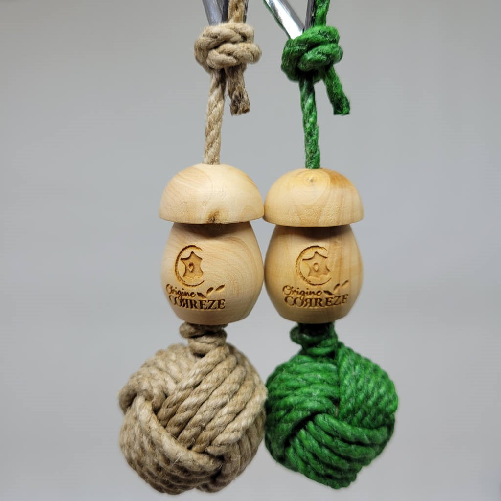 Porte clef pomme de touline cèpe chanvre personnalisable fabrication artisanale made in Corrèze by Aux fils des noeuds
