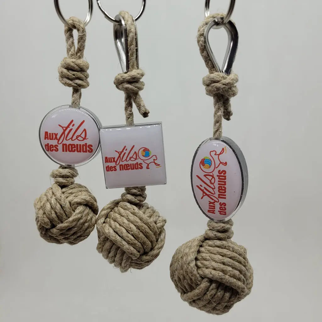 porte clés pomme de touline personnalisable chanvre fabrication artisanale Origine Corrèze gravure laser doming aux fils des nœuds made in France